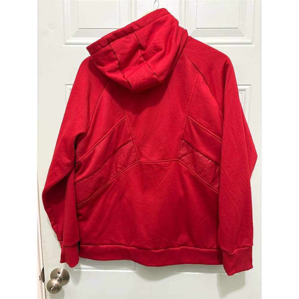 adidas Hoodie Mens XL Red Pullover Fleece Lined Athletic Logo Sweatshirt - Picture 5 of 7